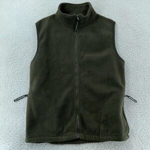 Polar Graphics USA Fleece Vest Mens FITS M/L Olive Green Full Zip Outdoor Hiking